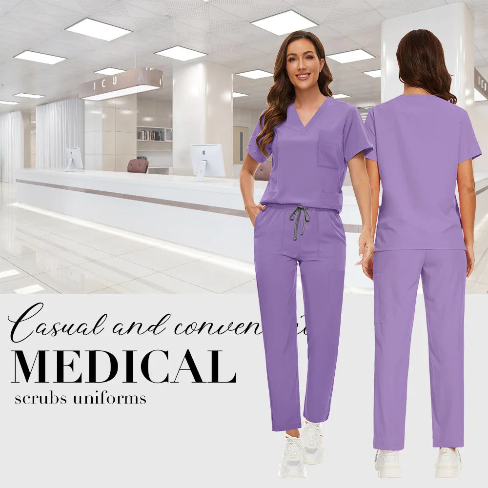 Anti Wrinkle Washable Soft Hospital Uniform Hot Sale Pet Vet Nurse Scrub Set Women Medical Scrubs Sets Women Medical Accessories