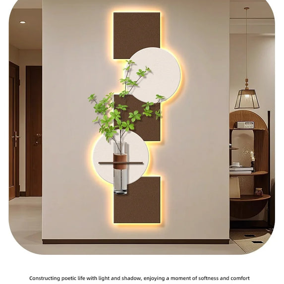 Modern Hydroponics Green Plants LED Decorative Paintings Home Decor Living Room Bedroom Entrance Hallway Sandstone Mural Lights