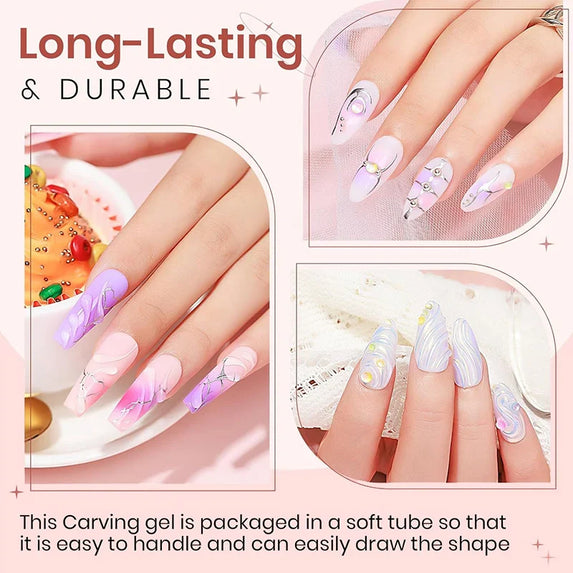 BORN PRETTY 2Pcs/Set 8ml 5D Sculpting Gel with Solid Mirror Powder DIY Nail Embossing Gel for Painting Carving Nails