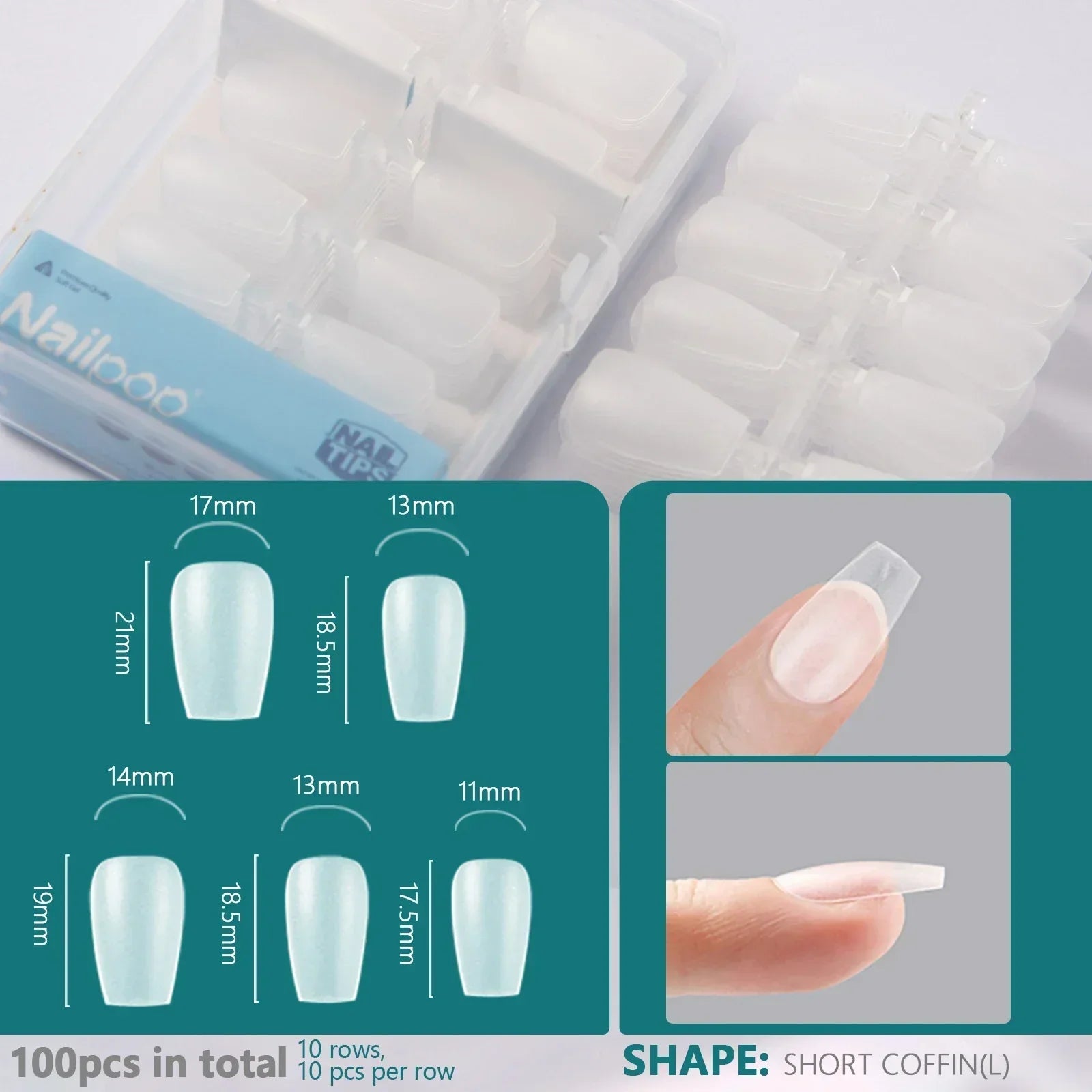 Nailpop Soft Gel Tips for Nails Extension System Ultra Matt Short Coffin Fake Nail Capsule for Handmade Press on Nails 100pcs