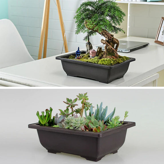 Flowerpots Imitation Purple Clay Succulent Plants Pots Outdoor Garden Landscape Bonsai Pot Trays Rectangular Square Planter