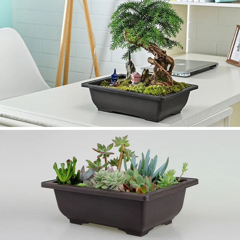 Flowerpots Imitation Purple Clay Succulent Plants Pots Outdoor Garden Landscape Bonsai Pot Trays Rectangular Square Planter
