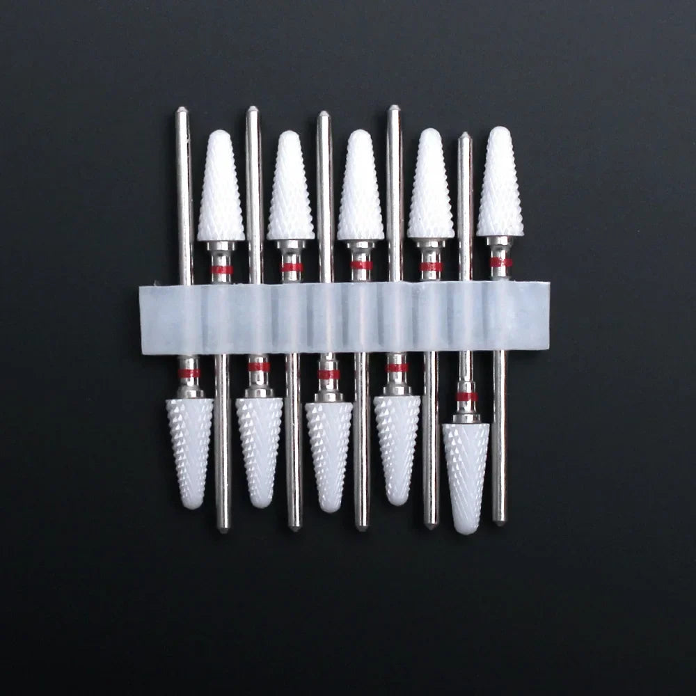 10pcs Ceramic Nail Drill Bits Set Milling Cutter for Manicure Drills Electric Nail Files Cuticle Remove Nail File Art Tools