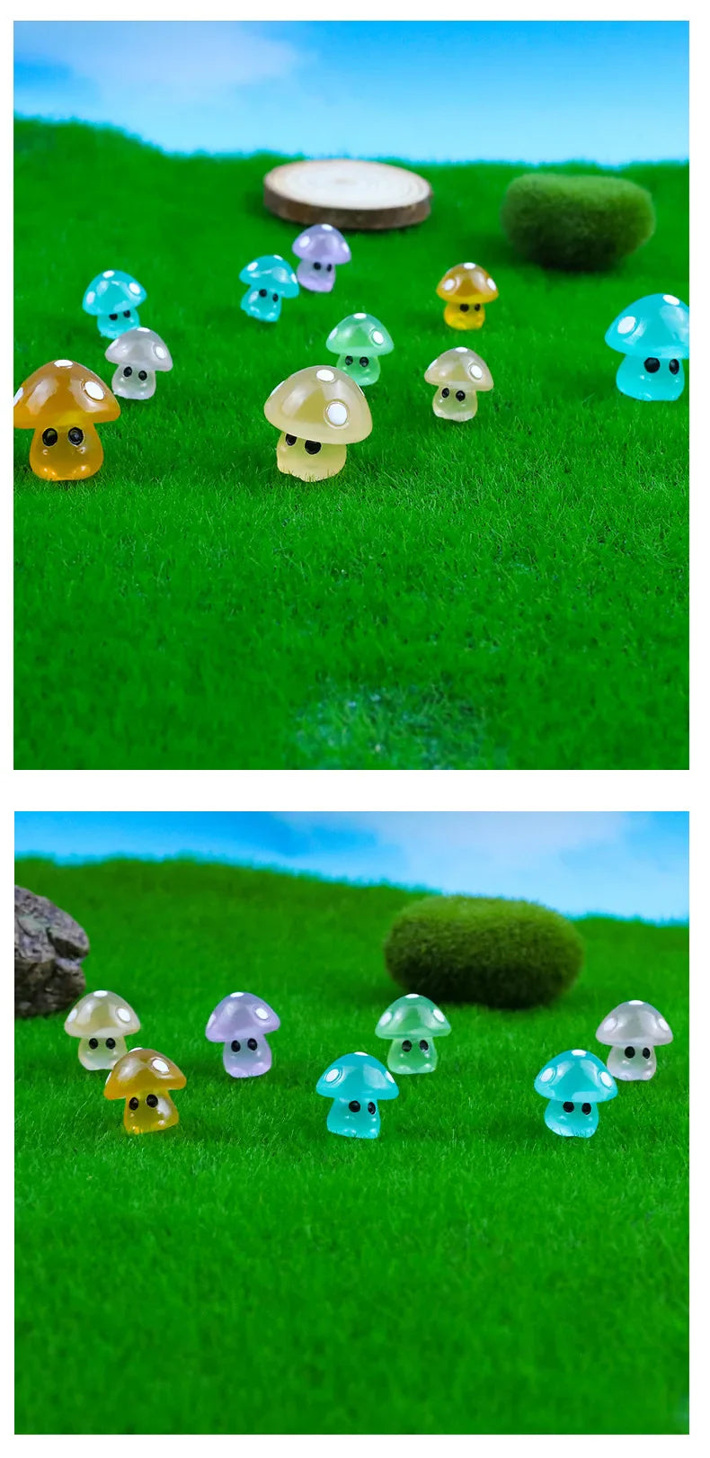 5-20PCS Mini Mushroom Elf Moss Microlandscape Decoration Miniature Luminous Mushrooms Fairy Garden Accessories Home DIY Decor