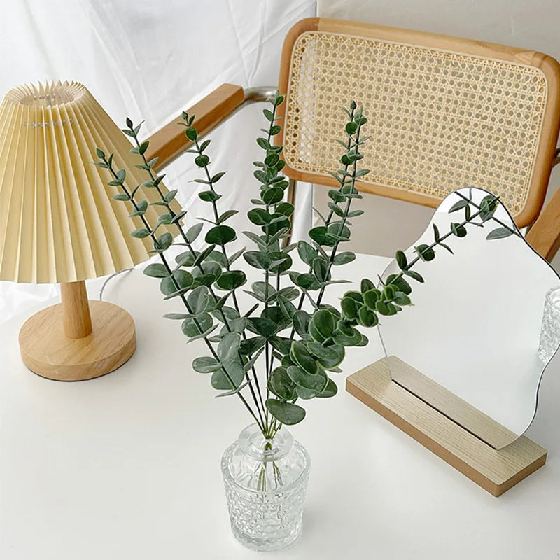 Yannew 12pcs Artificial Eucalyptus Stems Silver Dollar Greenery Fake Plants for Wedding Bouquet Floral Arrangement Home Decor