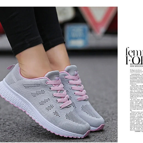Women Casual Shoes Fashion Breathable Walking Mesh Flat Shoes Sneakers Women 2021 Gym Vulcanized Shoes White Female Footwear
