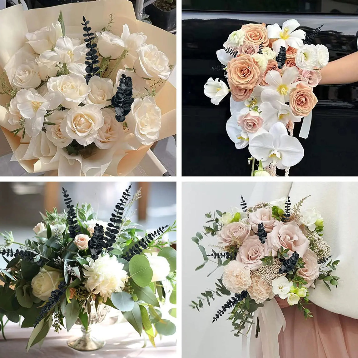 Yannew 12pcs Artificial Eucalyptus Stems Silver Dollar Greenery Fake Plants for Wedding Bouquet Floral Arrangement Home Decor