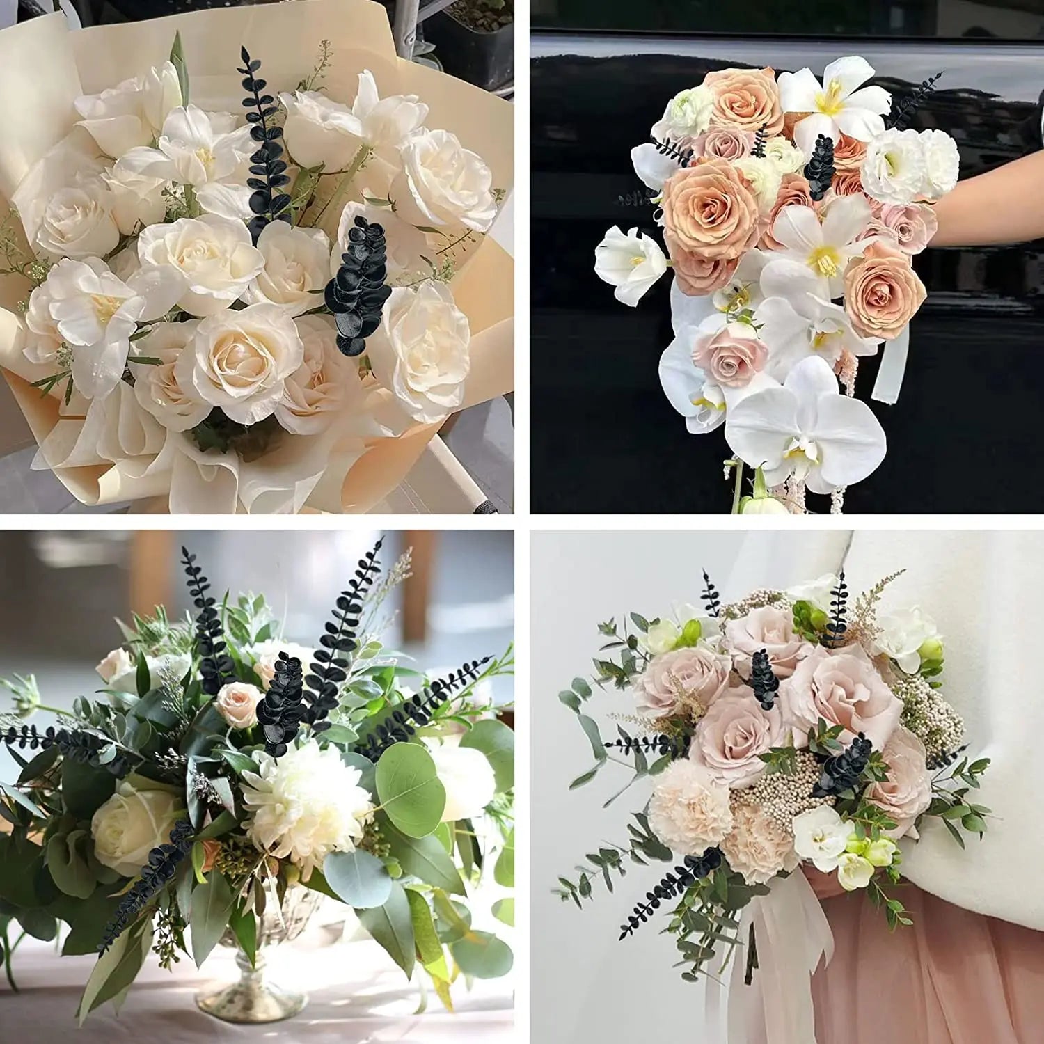 Yannew 12pcs Artificial Eucalyptus Stems Silver Dollar Greenery Fake Plants for Wedding Bouquet Floral Arrangement Home Decor