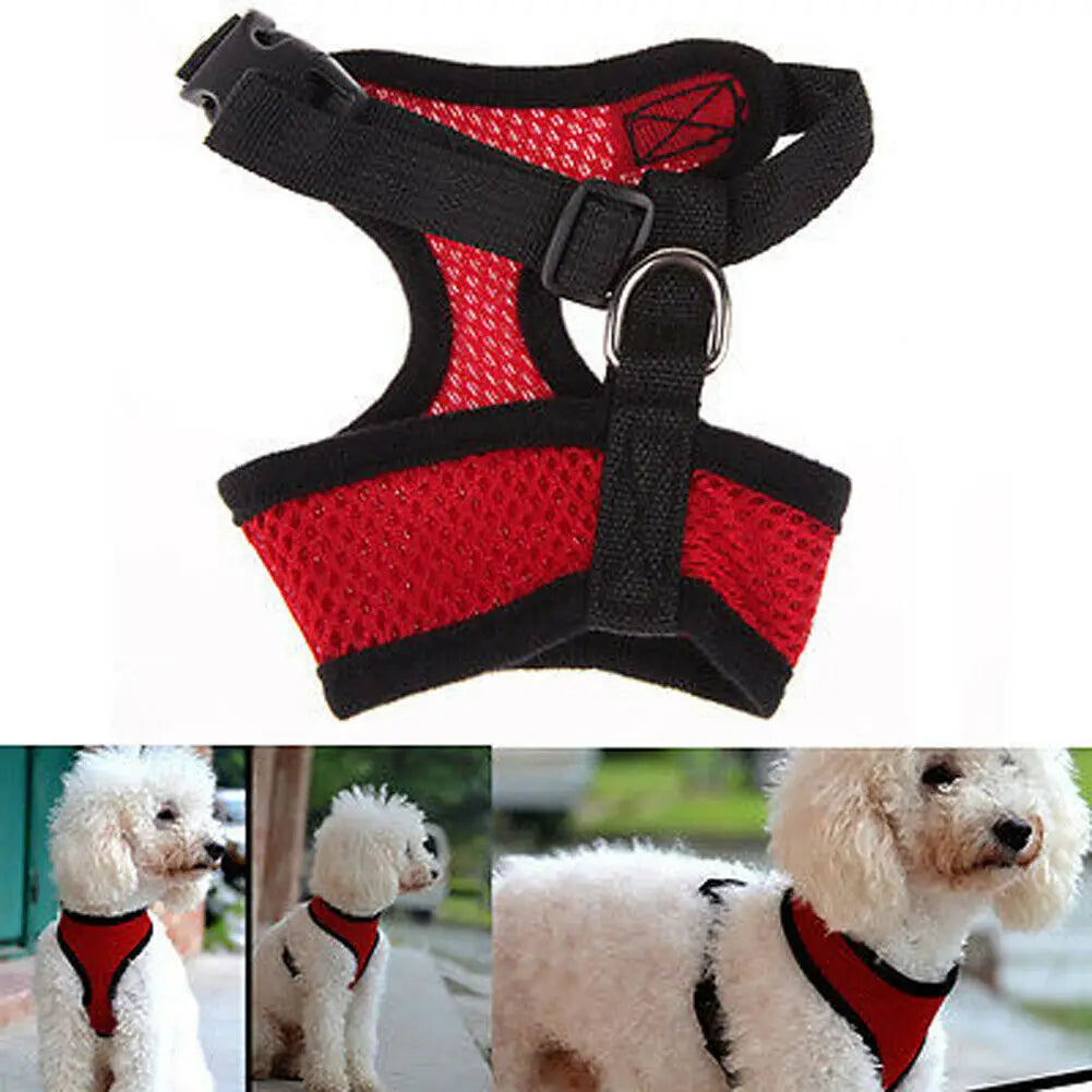Dog Puppy Breathable Mesh Harness Vest Adjustable Chest Strap Leash Pet Supplies for Dogs Puppy Collar Cat Pet Dog Chest Strap