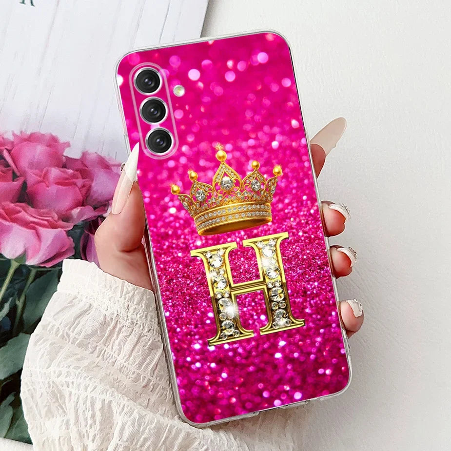 For Samsung Galaxy A14 A24 A34 A54 Case New Crown Letters Cover Soft Slim Phone Case For Samsung A14 A 24 34 54 Galaxy A54 Shell