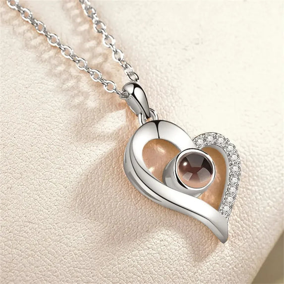 New Fashion Unisex Titanium Steel Necklace Heart Shaped Photo Picture Locket Lover Friend Pendant Chain Jewelry Accessoires