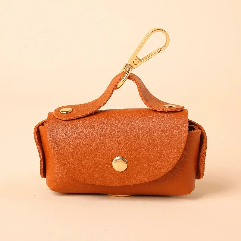 Portable Dog Poop Bag Organizer Stylish Pet Bag Holder Leather Pet Poop Bag Holder With Dispenser For Dog Bags Pet Supplies