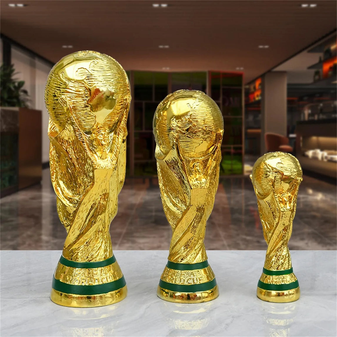 Golden Resin Football Trophy Champions Soccer Trophies Resin Ornament Football Fan Gift Home  Decoration Craft