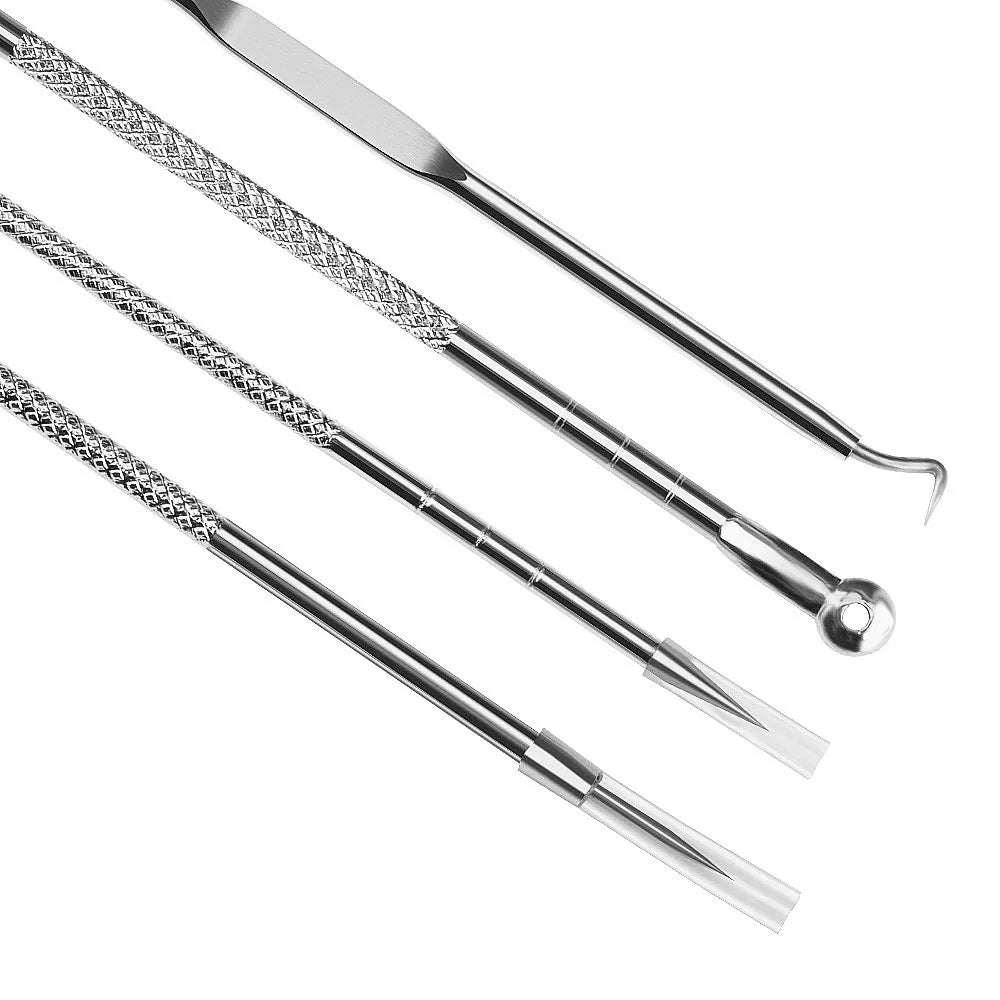 4-Piece Set Acne Needles Blackhead Remover Stainless Steel Needle Squeeze Acne Special Tool Face Pimple Pore Cleaning Skin Care