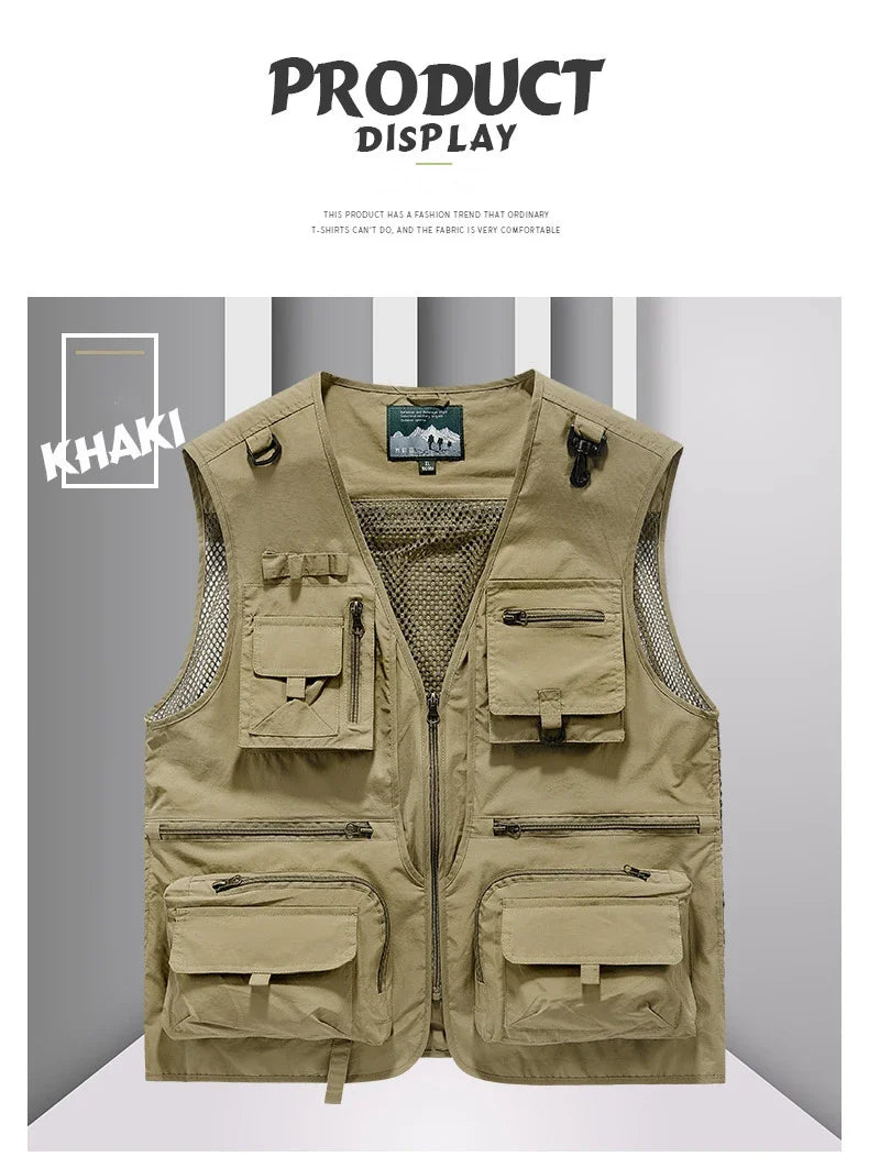 FGKKS 2023 Outdoor Leisure Vest Men's New Multi-Pocket Breathable Outdoor Sports Coat High-Quality Design Leisure Vest Men