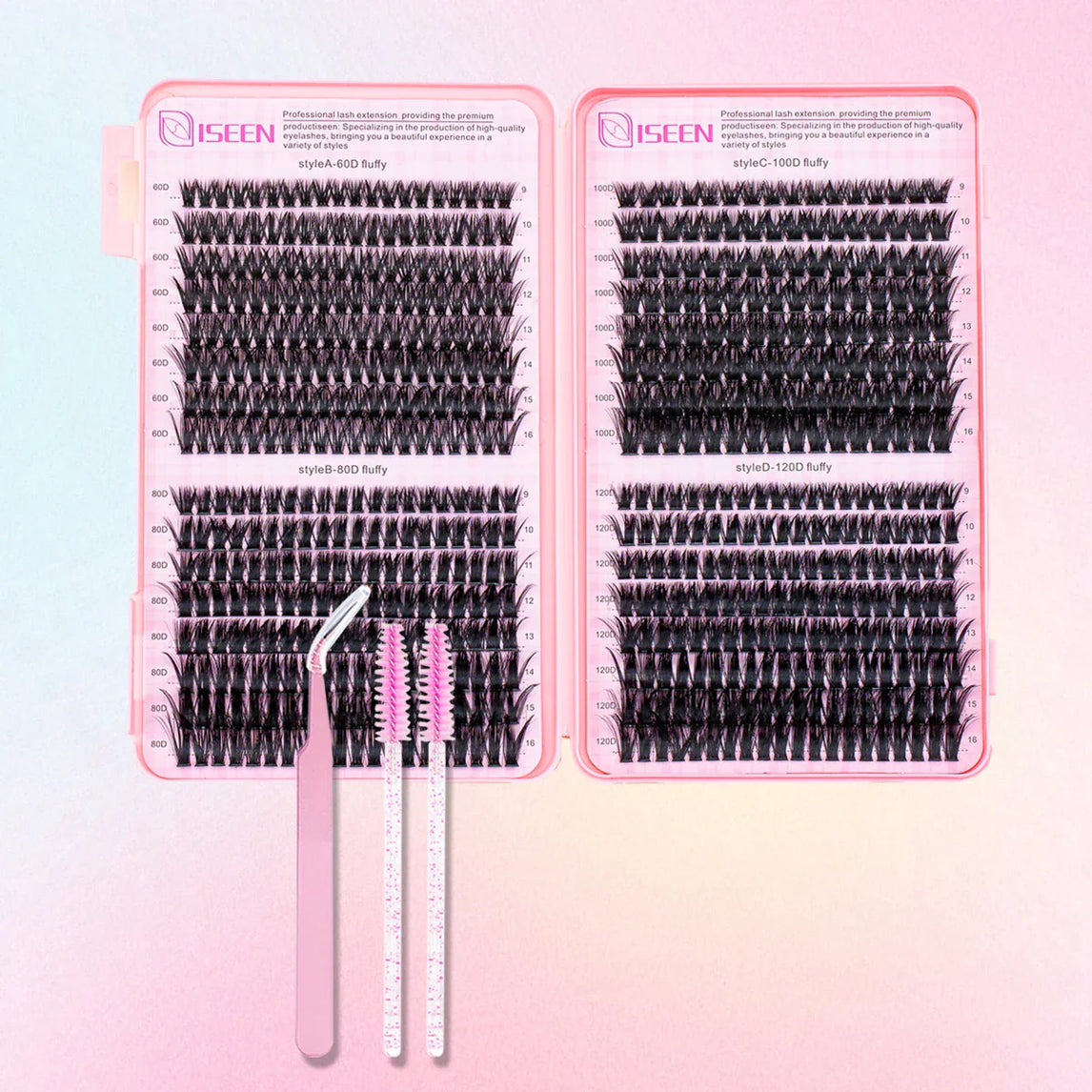 Individual Lashes Cluster C Curl Mix Lash Clusters 3D Wispy DIY Eyelash Extension Resuable Natural Lashes Eyelash Book