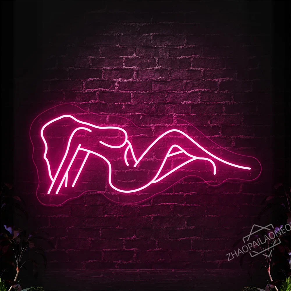 Sexy Lady Body Pink LED Neon Light Sign Wall Decor Dimmable LED Lights Bedroom Living Bar Club Decorations Game Room Party Gift