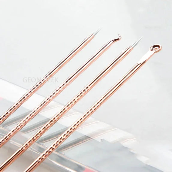 4Pcs Pimple Popper Tool Kit, Blackhead Remover Acne Needle Tools Set Removing Care Comedone Whitehead Popping Zit Skin Care Tool