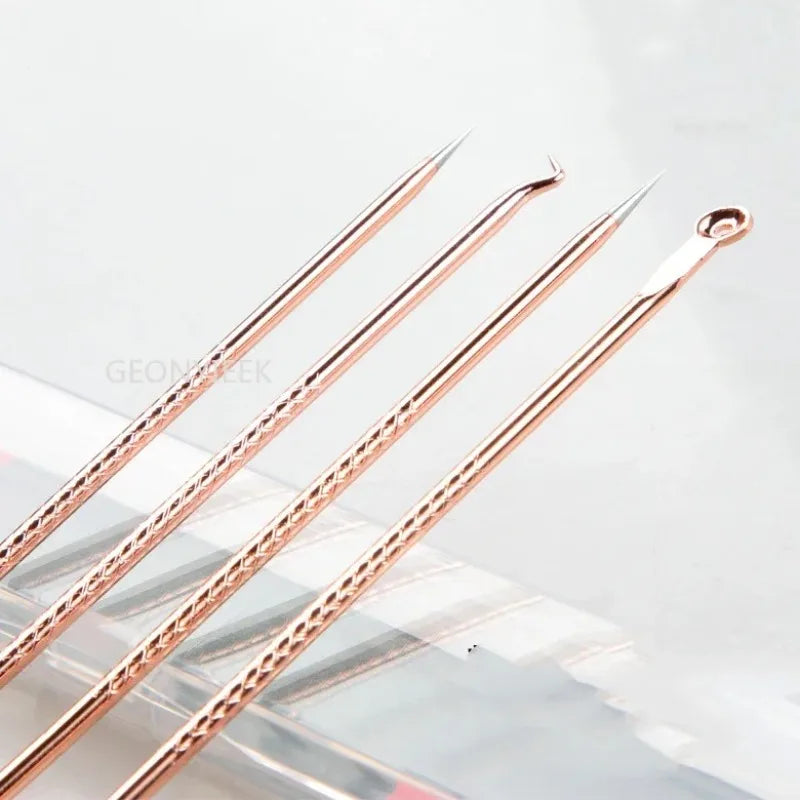 4Pcs Pimple Popper Tool Kit, Blackhead Remover Acne Needle Tools Set Removing Care Comedone Whitehead Popping Zit Skin Care Tool