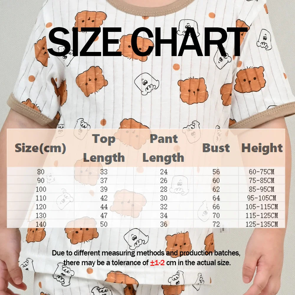Children's Clothing Summer Boy Girl Home Sleepwear Sets Kids Cotton Short Sleeve T-Shirt Tops with Shorts Toddler Baby Pajamas