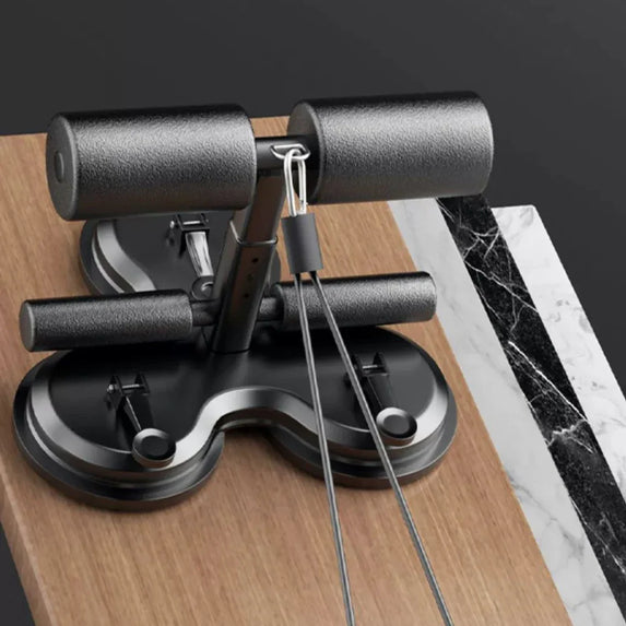 Sit Up Floor Holder with 3 Suction Cup Situp Bar Assistance Device with Pull Rope Sit Up Exercise Equipment for Home Office Gym