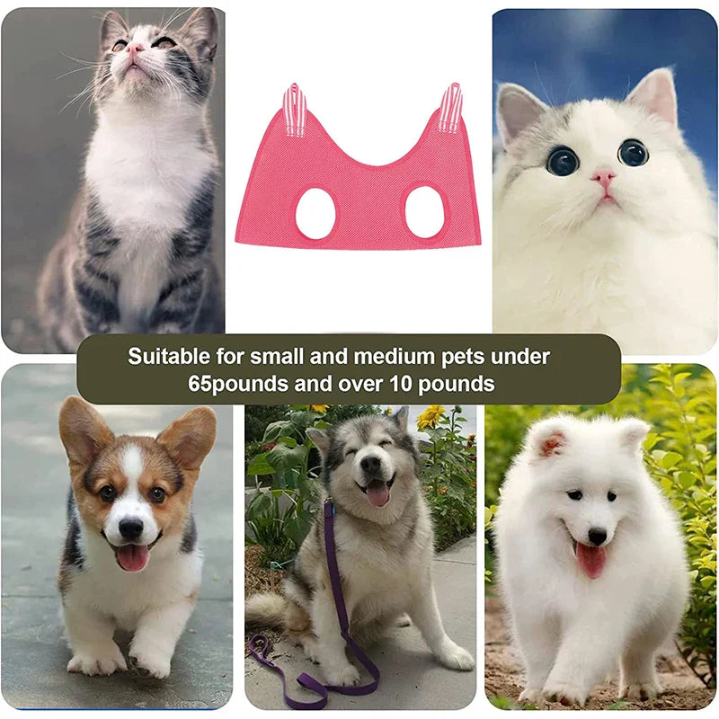 Pet Hammock Repairing Nail Auxiliary Holder Cat Dog Grooming Hammock Restraint Bag with 2 Hooks Cat Grooming Cleaning Holder