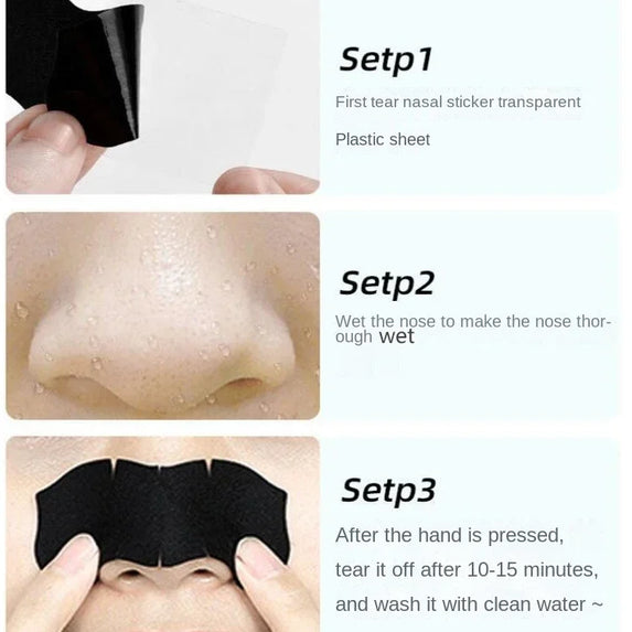 10 Pcs Bamboo Charcoal Blackhead Removal Nasal Patch Remove Acne Peel-off Nasal Strips Nose Spot Sticker Face Pore Cleaner Mask