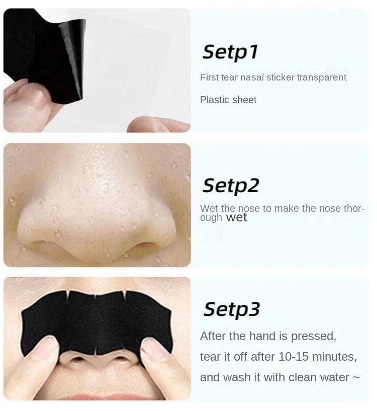 10 Pcs Bamboo Charcoal Blackhead Removal Nasal Patch Remove Acne Peel-off Nasal Strips Nose Spot Sticker Face Pore Cleaner Mask