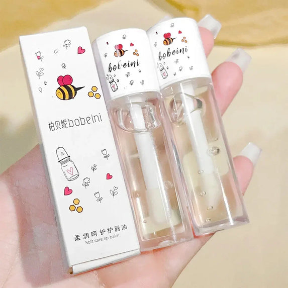 Peach Milk Lip Oil, Bee Lip Balm, Moisturizing Lip Balm, Soothing and Hydrating Lip Oil, Easily Repairs Dry, Cracked Lips