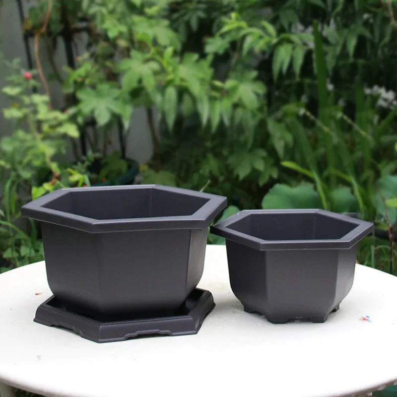Flowerpots Imitation Purple Clay Succulent Plants Pots Outdoor Garden Landscape Bonsai Pot Trays Rectangular Square Planter
