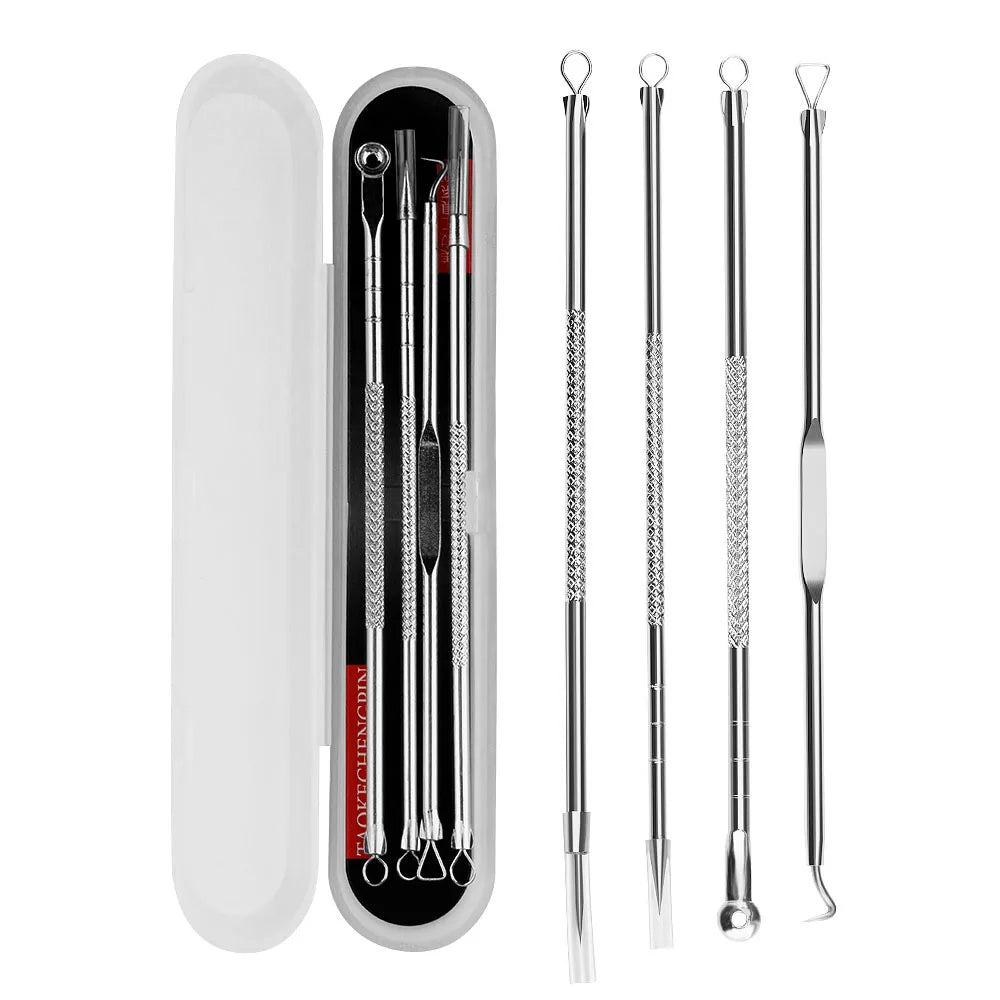 4-Piece Set Acne Needles Blackhead Remover Stainless Steel Needle Squeeze Acne Special Tool Face Pimple Pore Cleaning Skin Care