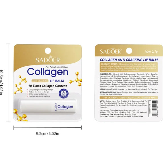 SADOER Collagen Lip Balm Moisturizing Anti Cracking Brightening  Repair Nourishing Hydrating Lipstick Lips Skin Care Products