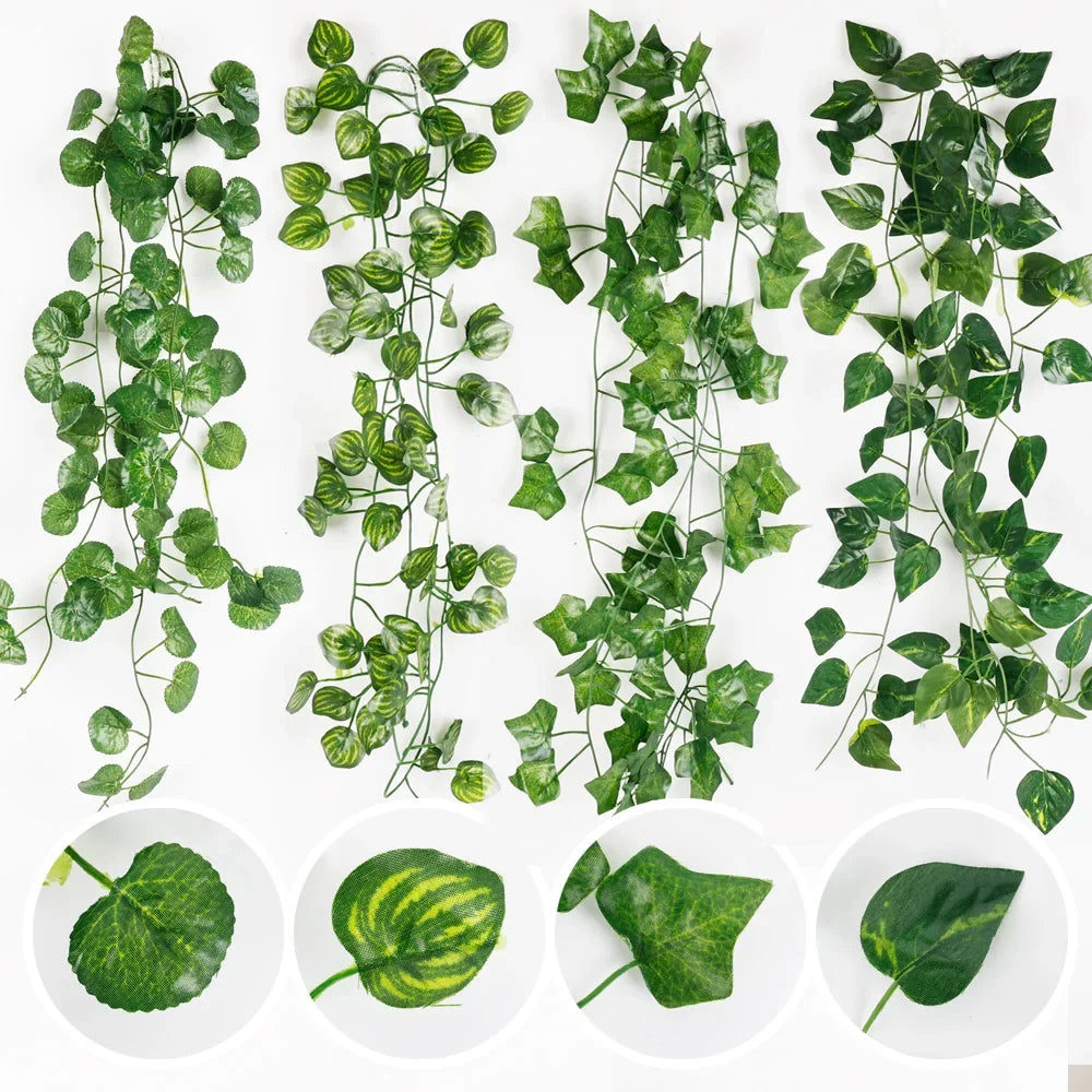 10/2M Artificial Plant Green Ivy Leaf Garland Hanging Vines Outdoor Greenery Wall Decor DIY Fake Wreath Leaves Home Party Decor