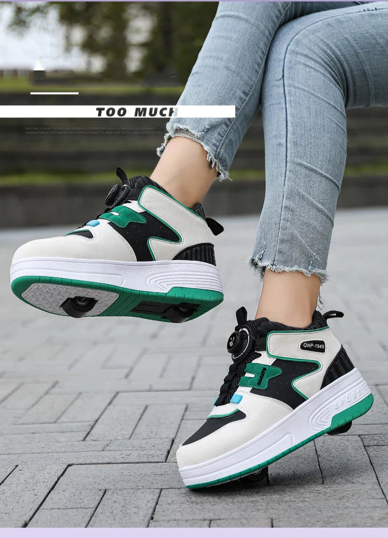 Children Junior Roller Skate Shoes Kids Sneakers with Two Boys Girls Wheels Shoes Running Adult Casual Boys Shoes size 31-42