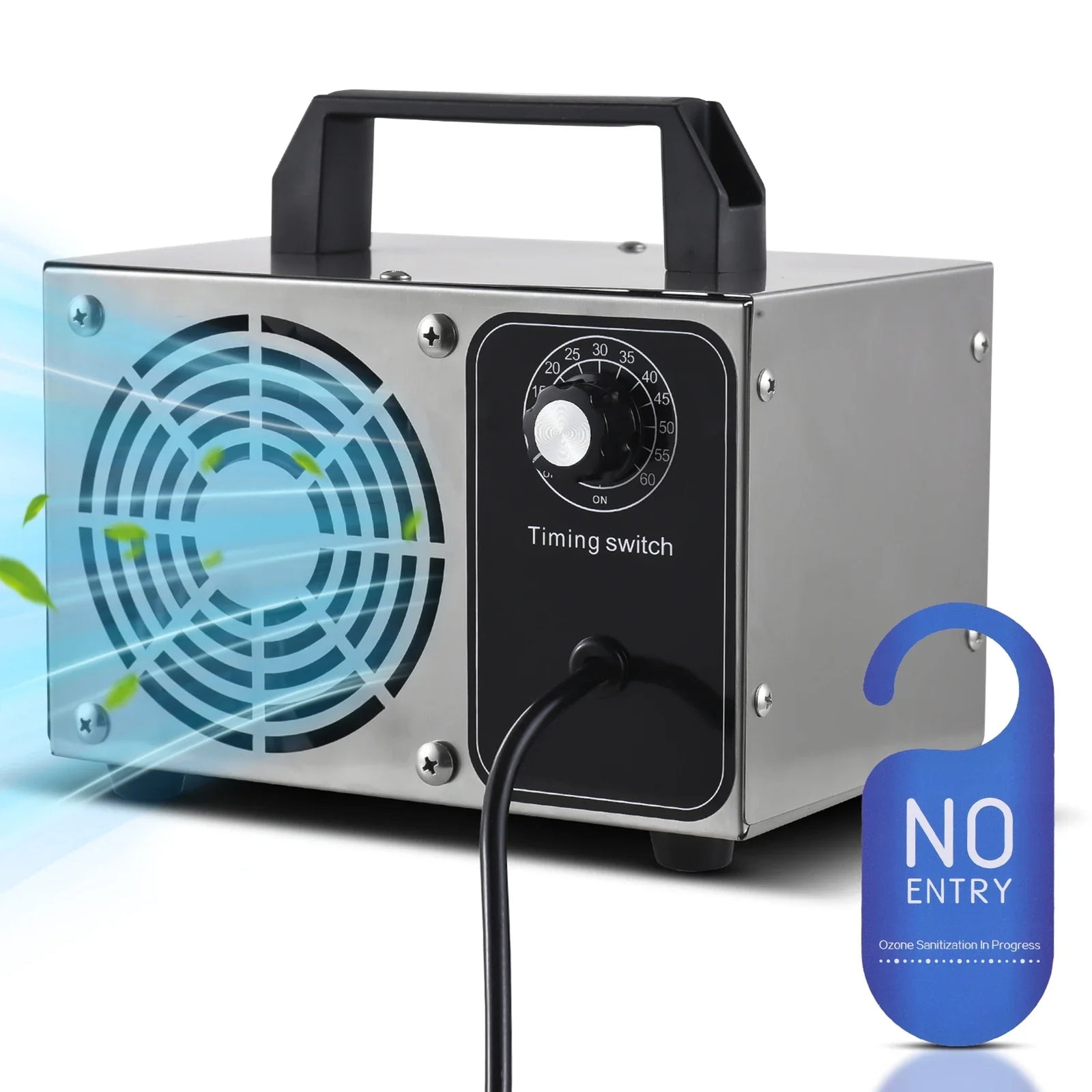 Portable Ozone Generator Stainless Steel Ozone Machine Odor Removal Ionizer Air Purifier Ozone for Home Car Pet 0-60min Timer