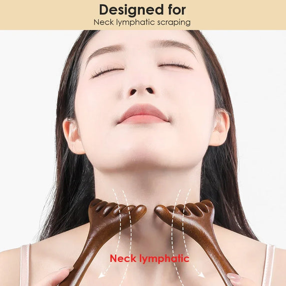 Alwafore Natural Sandalwood Massage Comb Six-Claw Head Acupoint Massage Gua Sha Tool Neck Face Lifting Scraping Massager