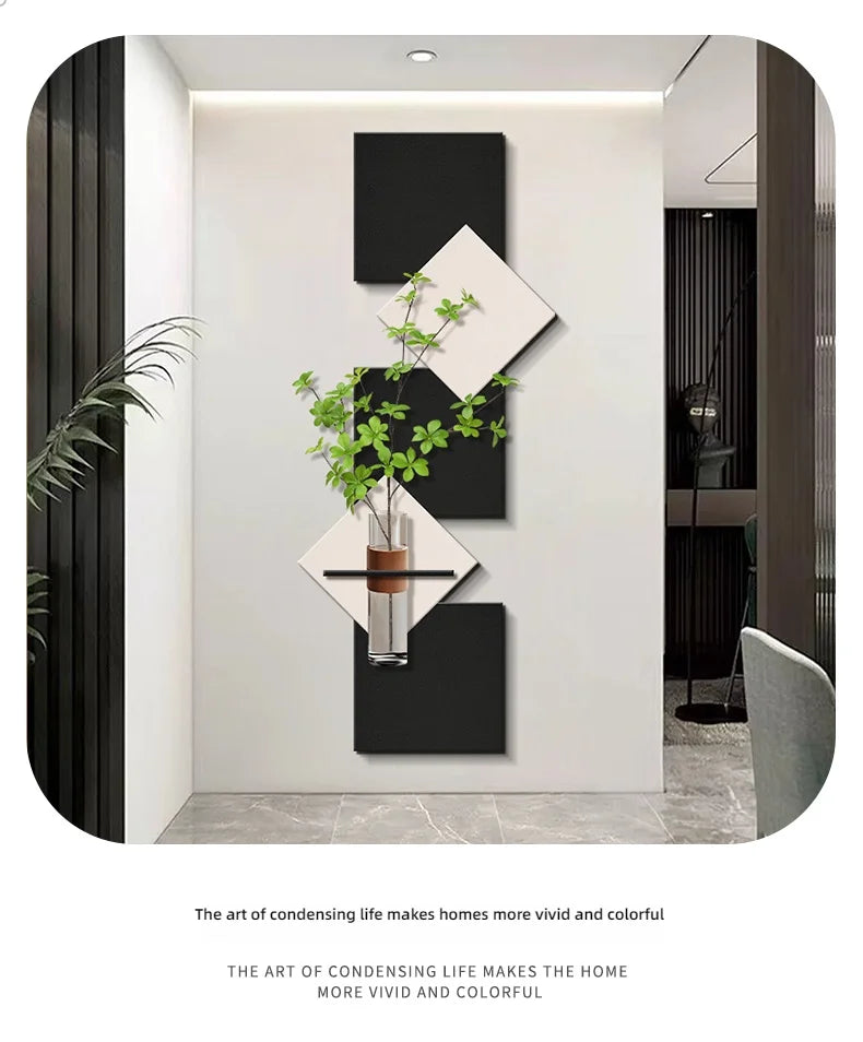 Modern Hydroponics Green Plants LED Decorative Paintings Home Decor Living Room Bedroom Entrance Hallway Sandstone Mural Lights