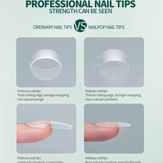 Nailpop Soft Gel Tips for Nails Extension System Ultra Matt Short Coffin Fake Nail Capsule for Handmade Press on Nails 100pcs