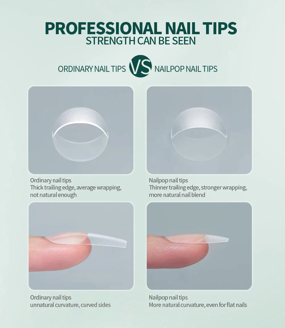 Nailpop Soft Gel Tips for Nails Extension System Ultra Matt Short Coffin Fake Nail Capsule for Handmade Press on Nails 100pcs