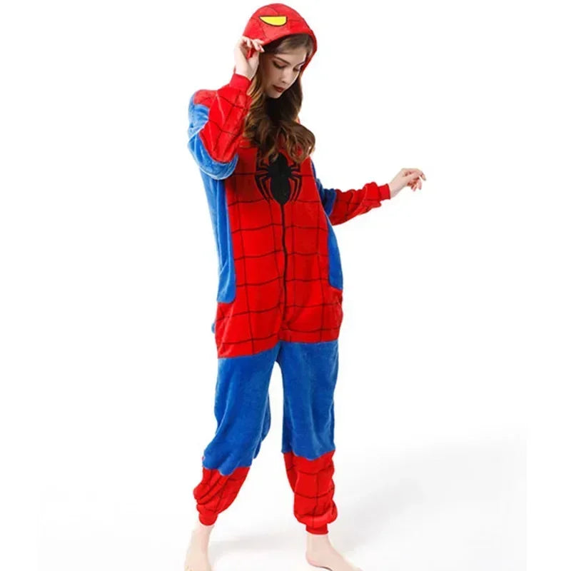 Children's Spider-Man one-piece pajamas spring, autumn and winter boys and girls long-sleeved cartoon coral velvet homewear