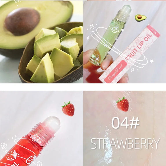 Roll-On Lip Oil, Moisturizing and Hydrating Lip Gloss, Nourishing Lip Balm Liquid for Smooth and Soft Lips, Long-Lasting Shine