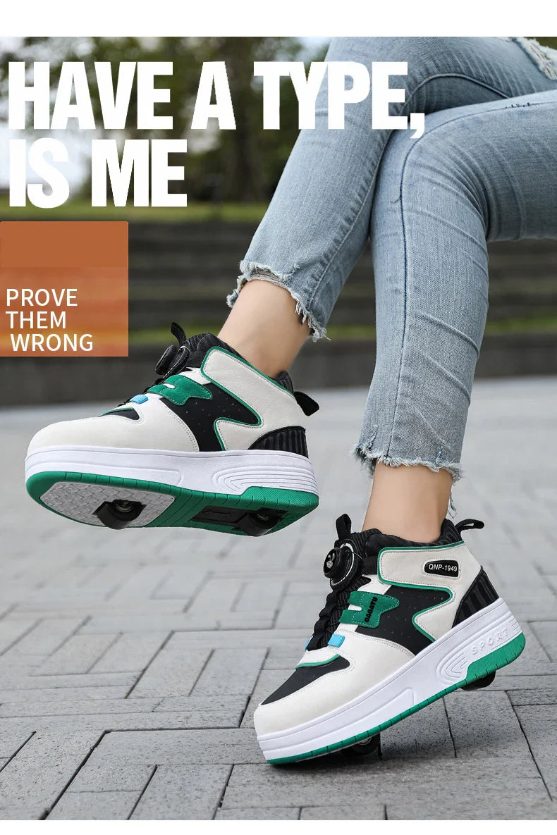 Children Junior Roller Skate Shoes Kids Sneakers with Two Boys Girls Wheels Shoes Running Adult Casual Boys Shoes size 31-42