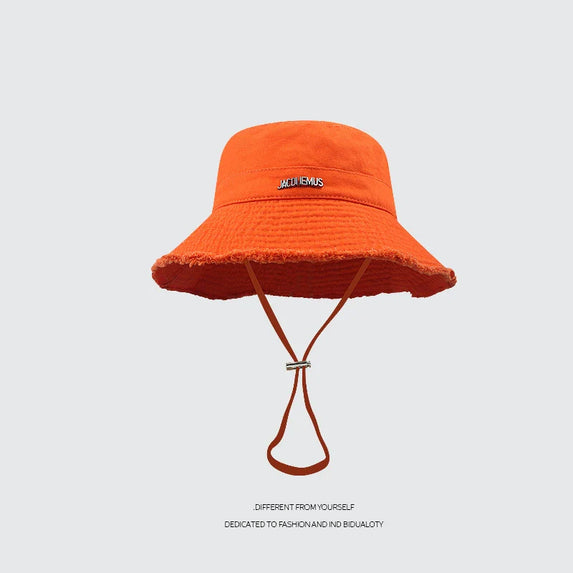 Summer Must Have Washed Cotton Fisherman Hat Wide Brim Raw Hem Drawstring Sun Protection Trendy Vacation Fashion Beach Holiday
