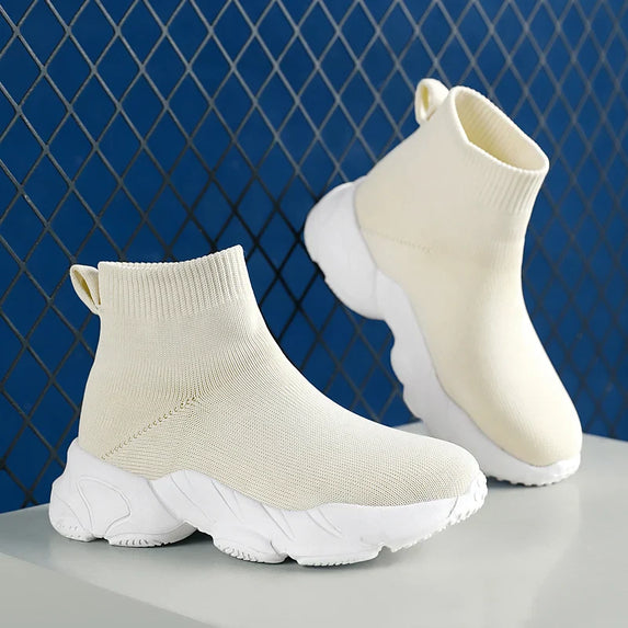 Kid Shoes Sneakers Fashion Knit Luxury Designer High Top Children Shoes Comfortable Casual Running Sports Tennis Shoes Boy Girls