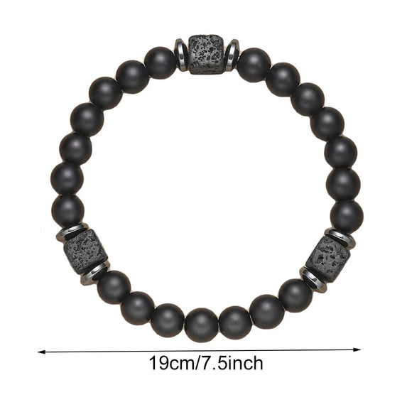 Fathers Day Gifts Mens Beaded Bracelet with Love Card Natural Stone Beaded Bracelet Lava Rock Bracelet Dad Birthday Gifts Ideas