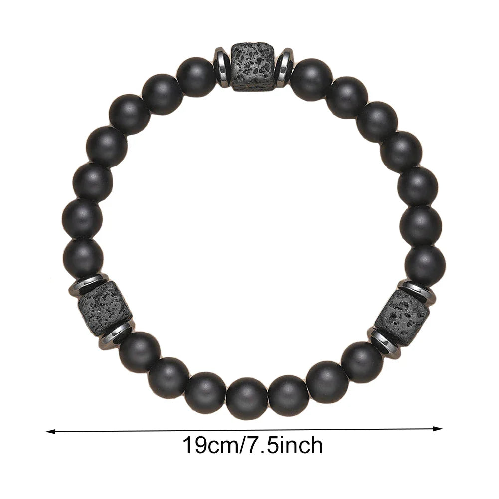 Fathers Day Gifts Mens Beaded Bracelet with Love Card Natural Stone Beaded Bracelet Lava Rock Bracelet Dad Birthday Gifts Ideas