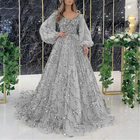 Luxurious Gold Embellished Evening Gown Sexy Lady Queen Atmosphere Long Dress New 2025 Heavy Workmanship Elegant Women's Dress