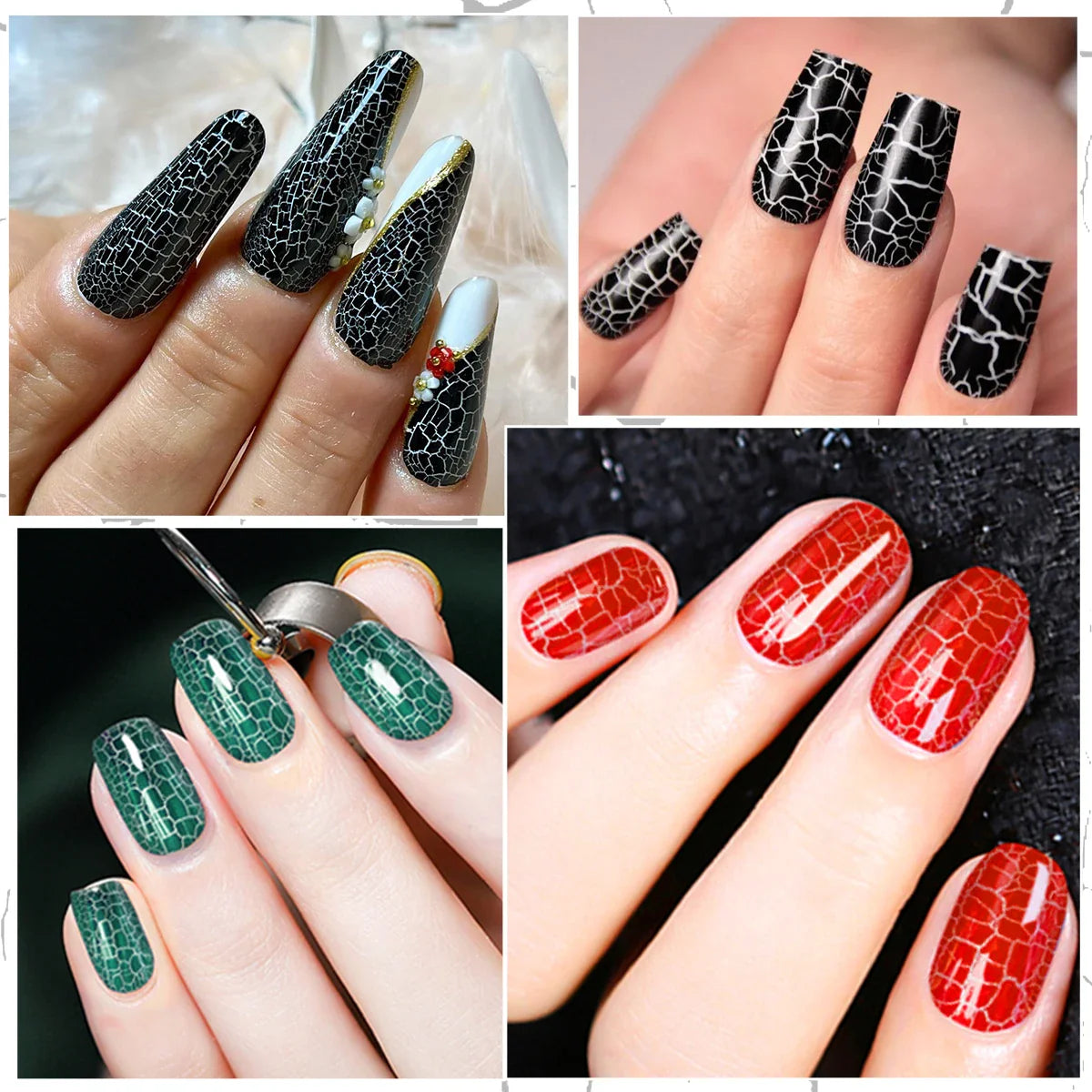 Four Lily 7ml Crackle Gel Nail Polish Hybrid Natural Dry DIY Nail Art Cracking Gel Polish Semi Permanent Soak Off Varnish Design