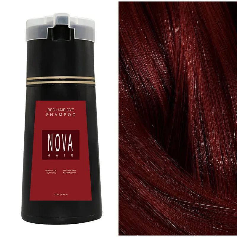 Nova Hair Dye Shampoo Quick Coloring Natural Harmless Cover White Grey Shampoo 3-in-1 Cleaning Nourishing Hair Dye Product