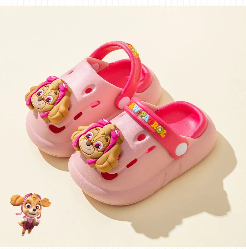 PAW PATROL Kids' Garden Shoes Boy and Girl Indoor Non-slip Soft Sole Slippers Breathable Deodorant Cute Cartoon Bow-Top Sandals